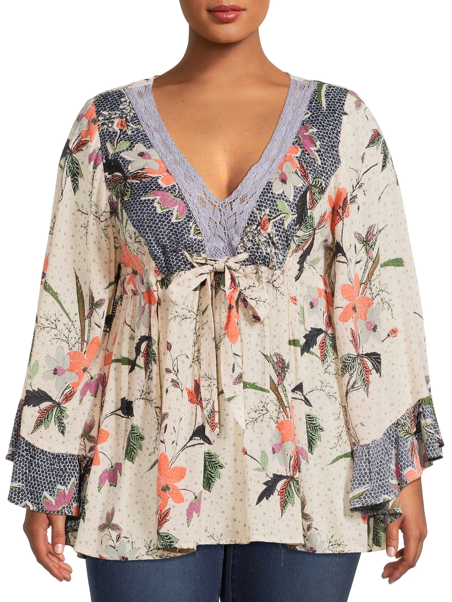 Romantic Gypsy Women's Plus Size Crochet Trim Top | Walmart (US)