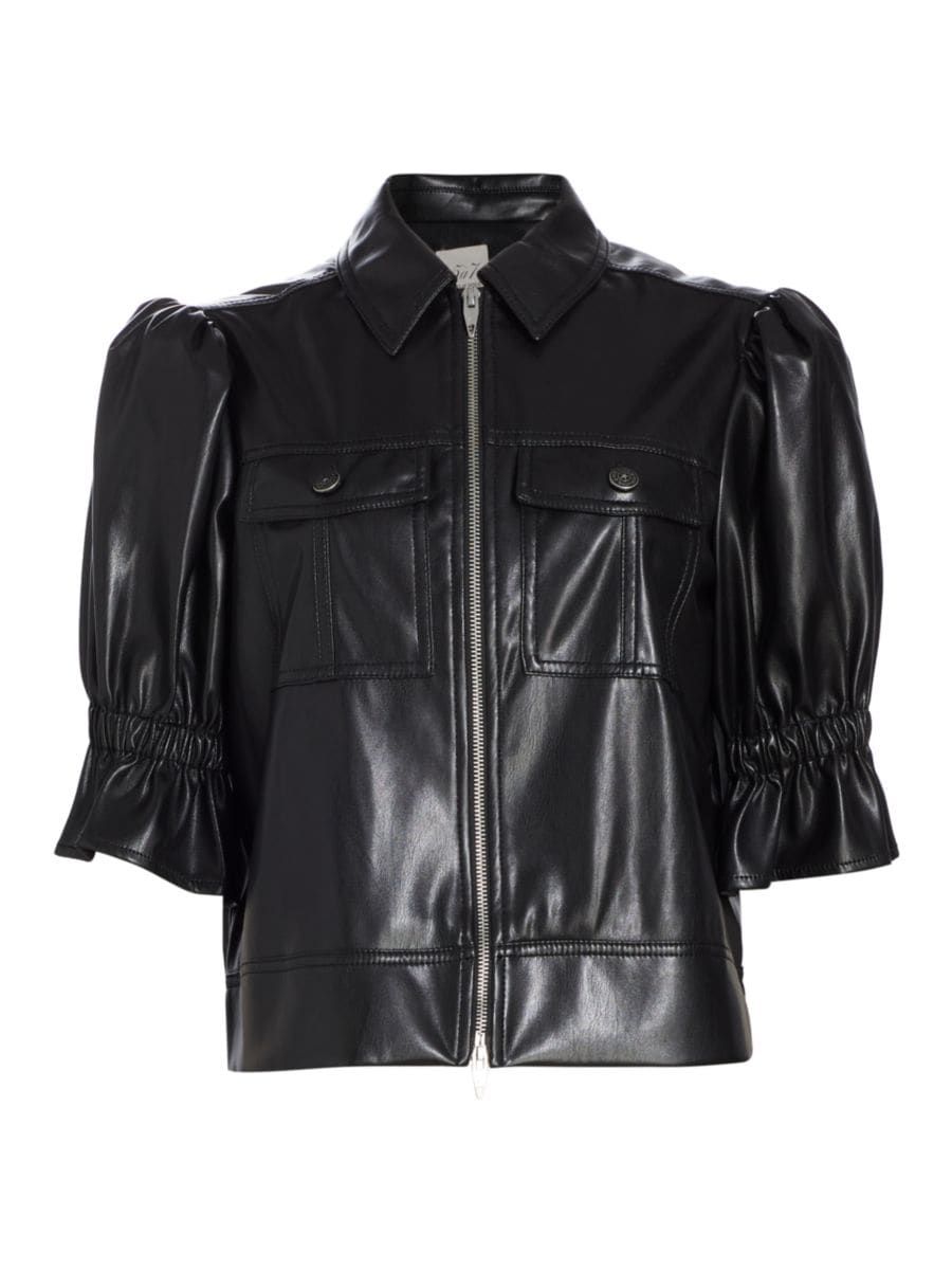 Holly Faux Leather Puff-Sleeve Jacket | Saks Fifth Avenue