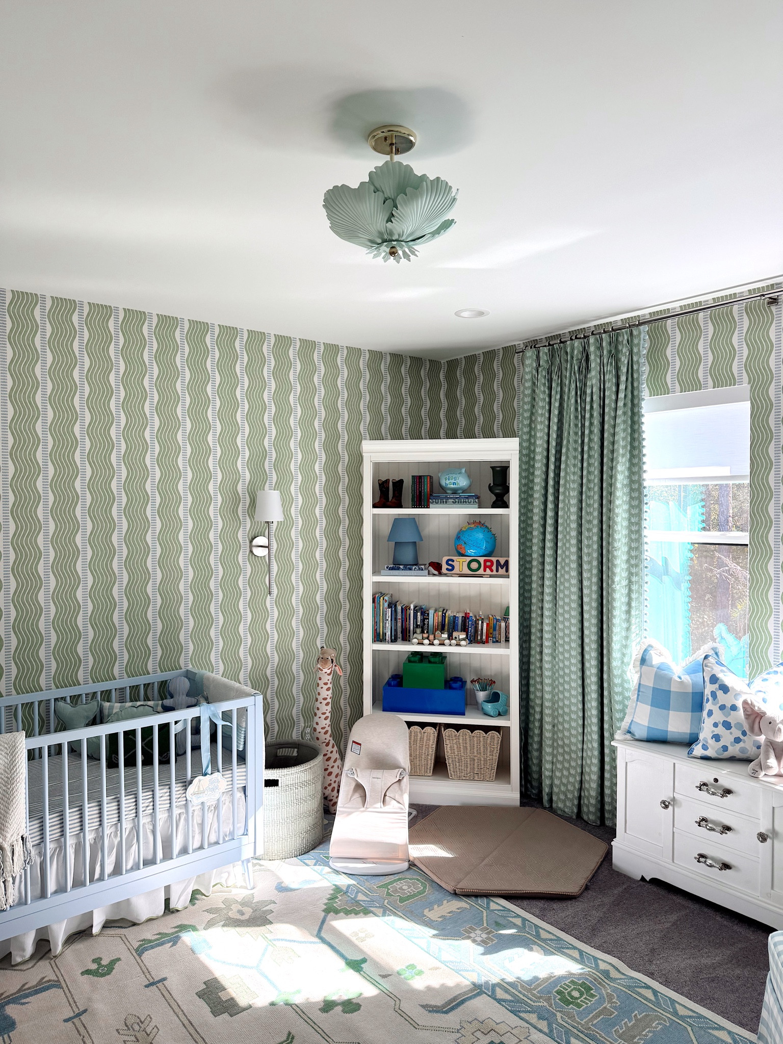 Baby boy nursery blue and green 
