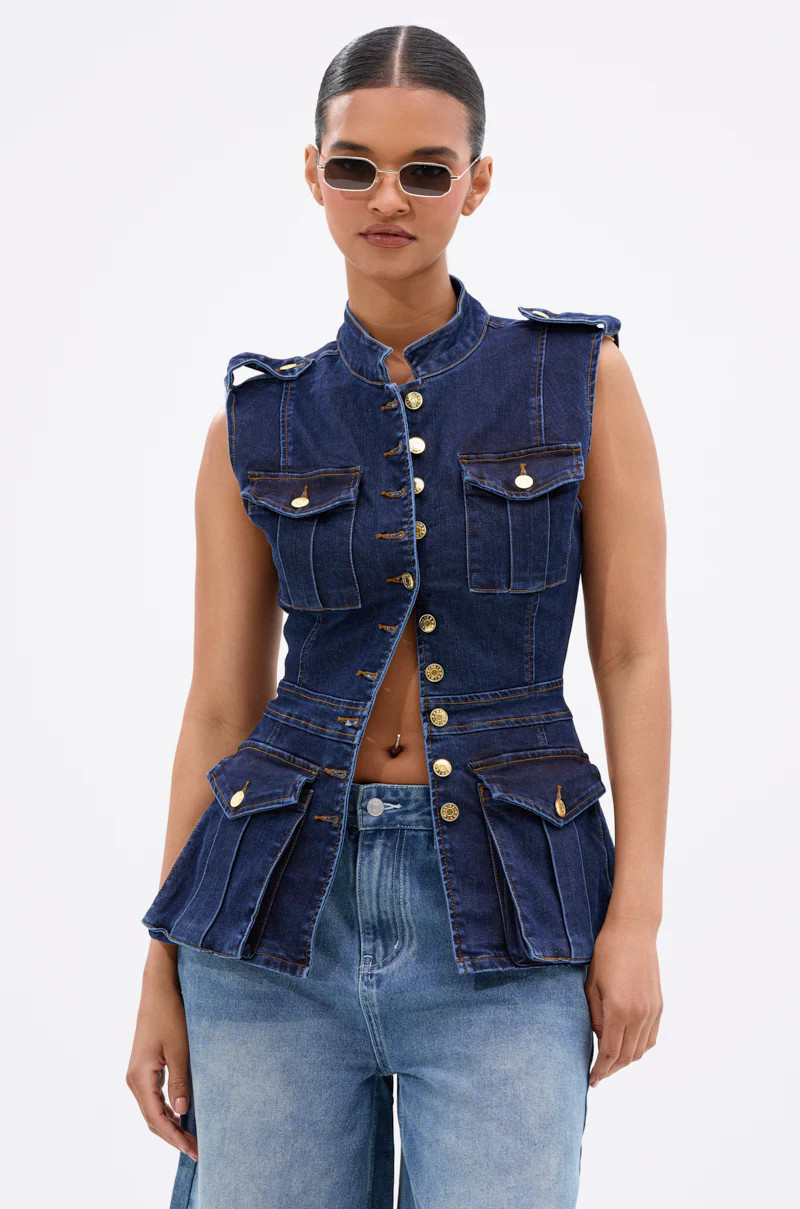 UMI STRETCH DENIM TOP | AKIRA