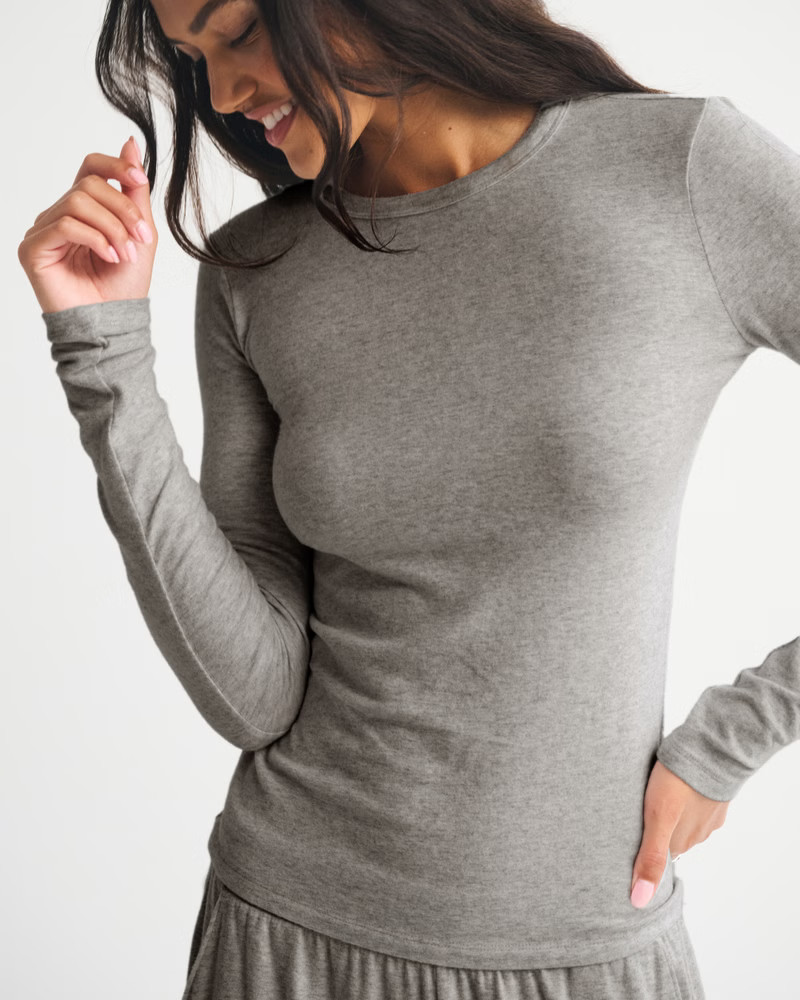 Long-Sleeve Cozy Lounge Knit Tee | Abercrombie & Fitch (US)