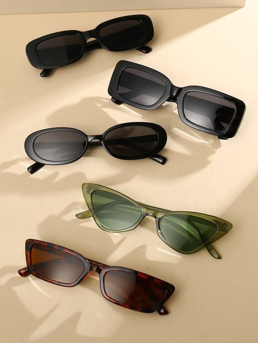 5 Pairs Cat Eye, Oval & Square Unisex Fashion Fashion Glasses, Suitable For Vacation, Sports, Tra... | SHEIN