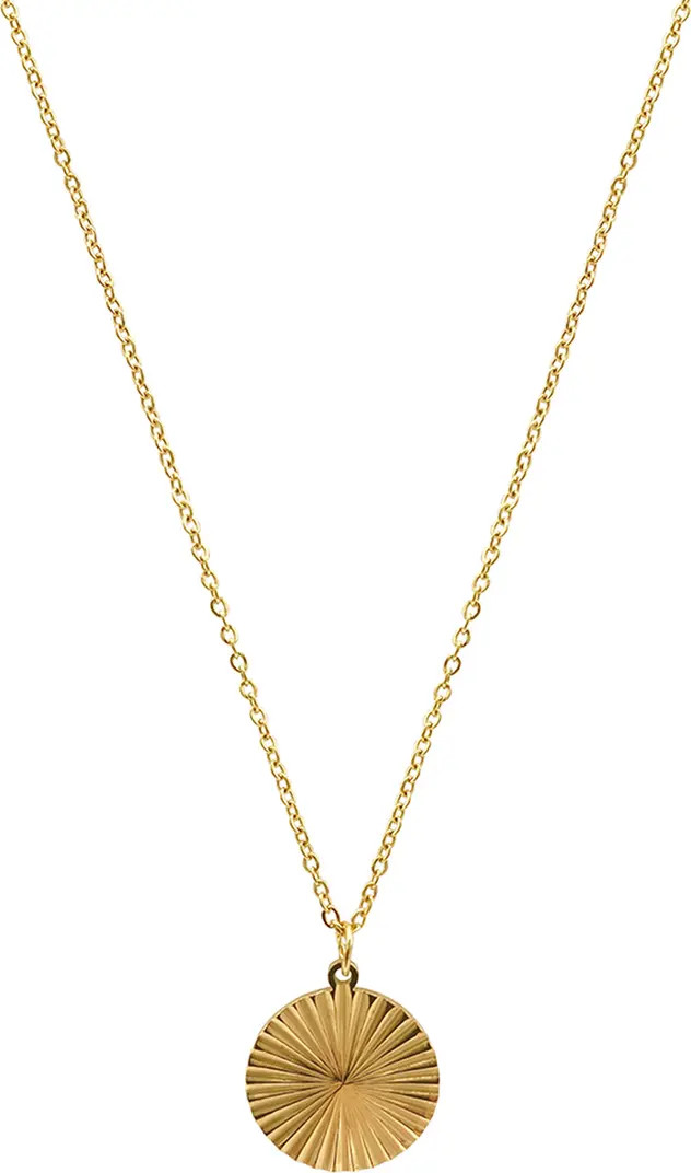 14K Gold Plated Water Resistant Medallion Burst Pendant Necklace | Nordstrom Rack