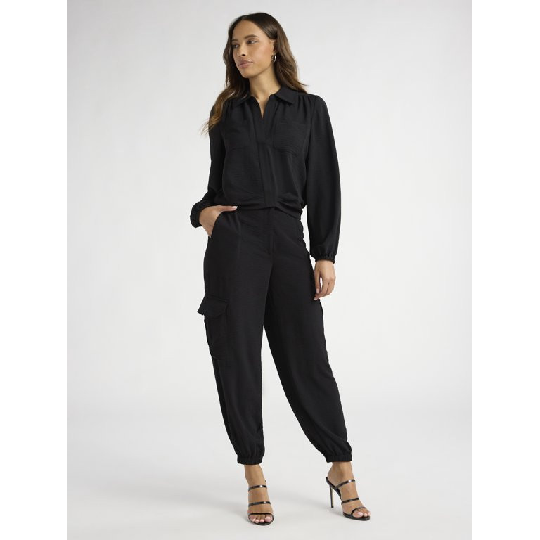 Sofia Jeans Women's Utility Blouse with Long Sleeves, Sizes XS-XXXL | Walmart (US)