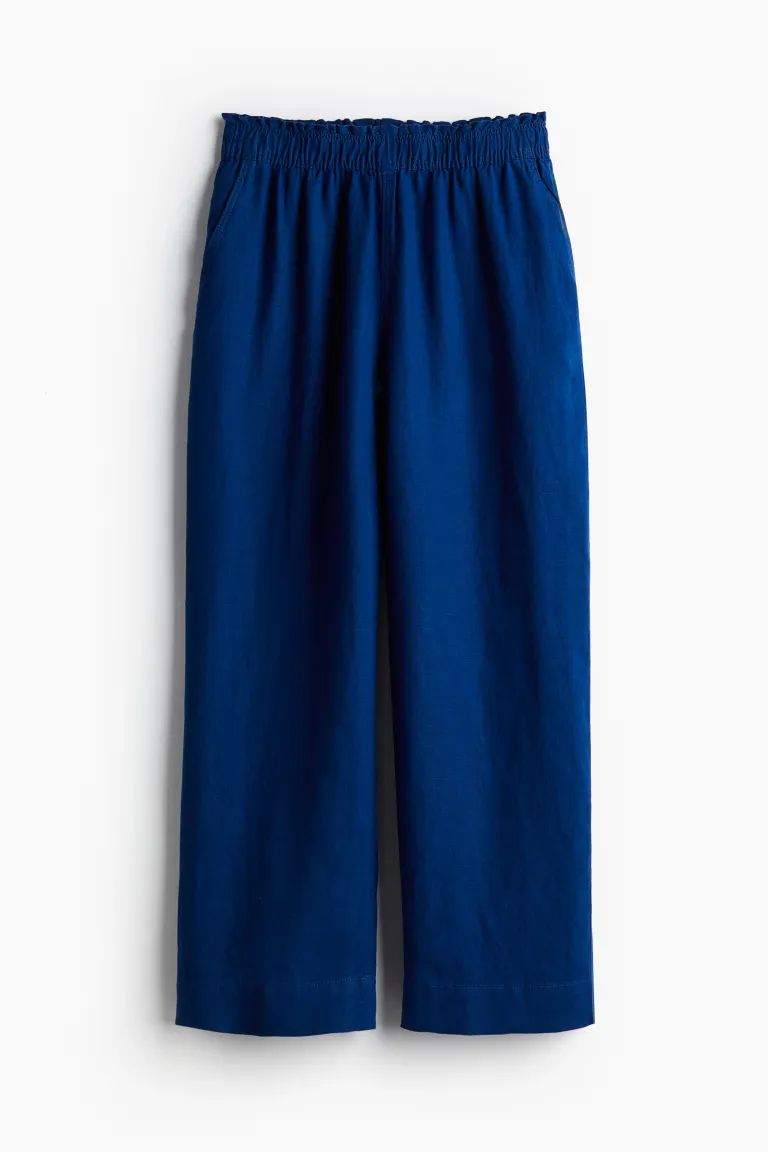 Ankle-length Linen Pants - Dark blue - Ladies | H&M US | H&M (US + CA)