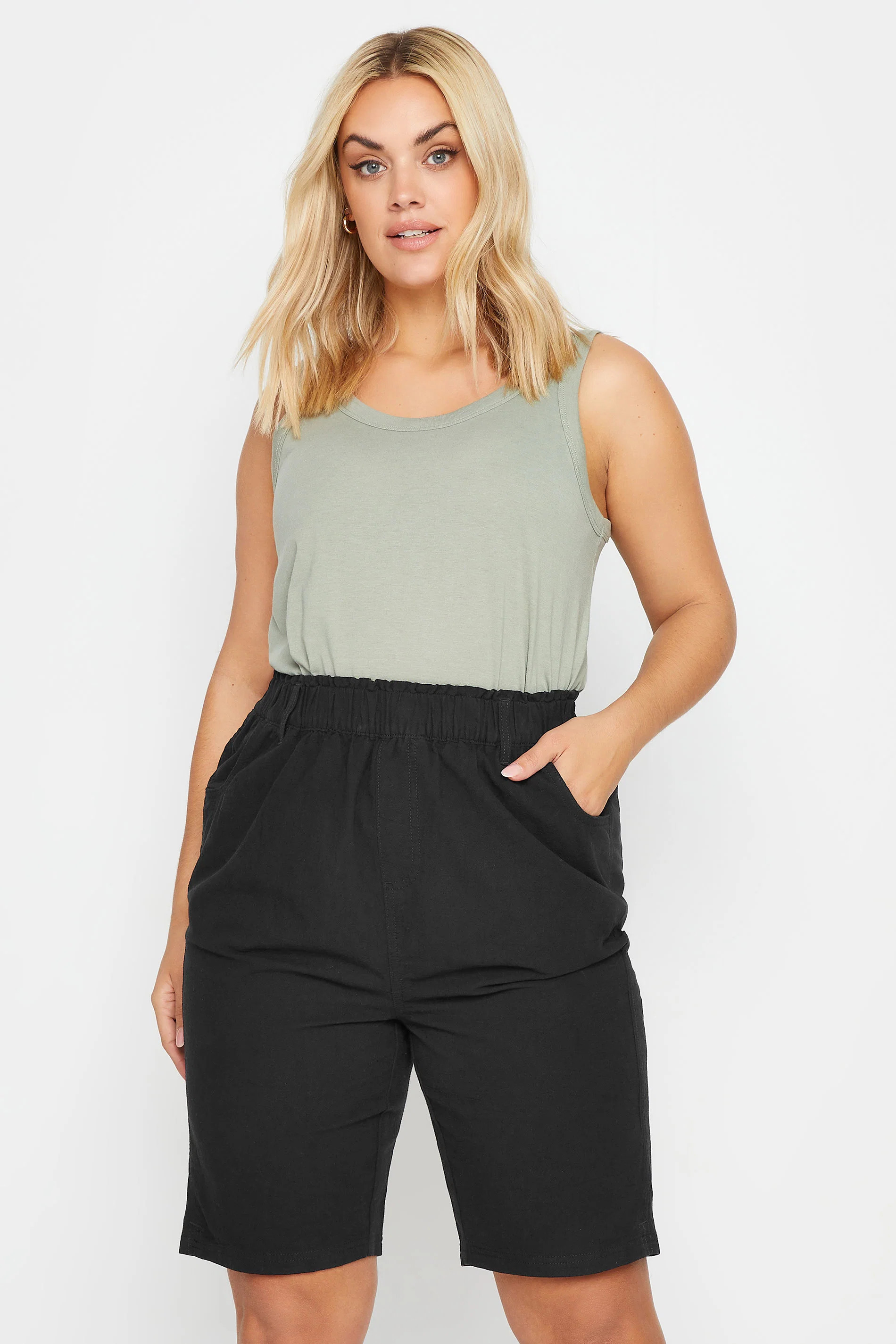 YOURS Plus Size Black Elasticated Cool Cotton Shorts | Yours Clothing UK