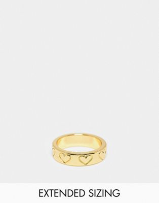 › ASOS DESIGN 14k gold plated ring with engraved heart design | ASOS (Global)