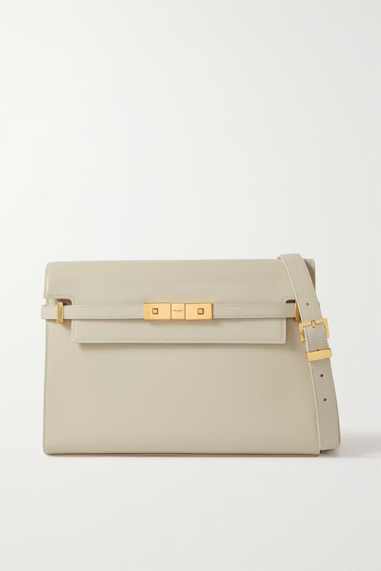 SAINT LAURENT - Manhattan Leather Shoulder Bag - Off-white | NET-A-PORTER (US)