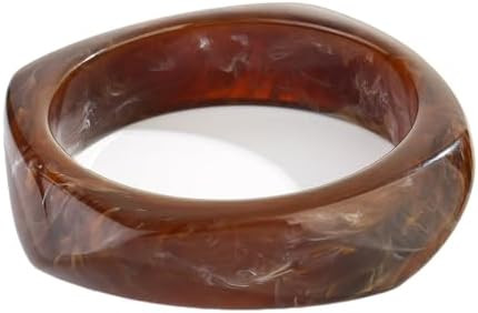 Chunky Acrylic Bangles Bracelets For Women Geometric Acrylic Resin Acetate Mottled Wide Bangle Br... | Amazon (US)
