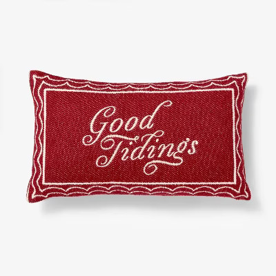 Oversized Woven Good Tidings Lumbar Throw Pillow Red/Cream - Threshold™ designed with Studio Mc... | Target