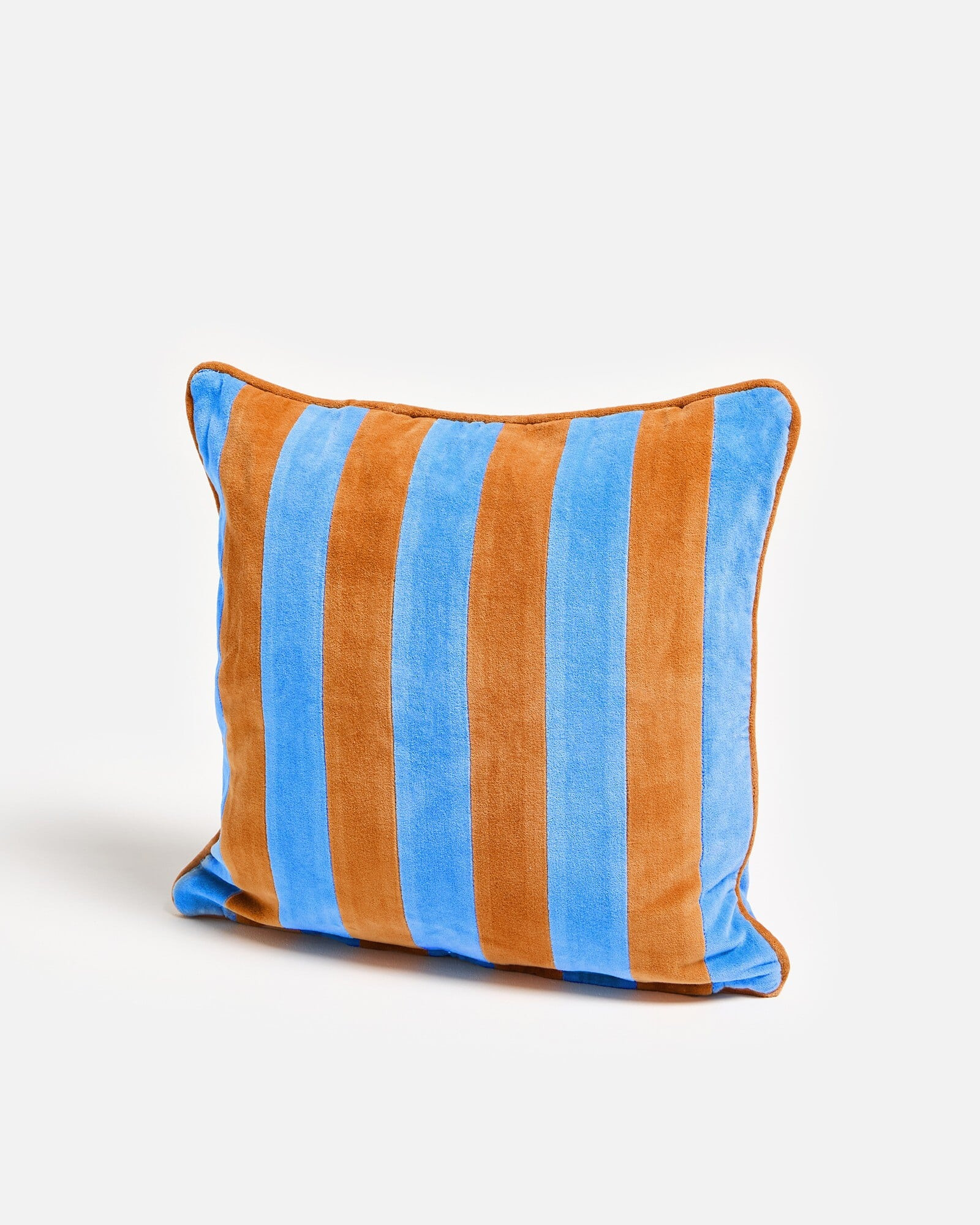 Blue & Orange Striped Velvet Cushion Cover 45x45cm | Oliver Bonas | Oliver Bonas (Global)