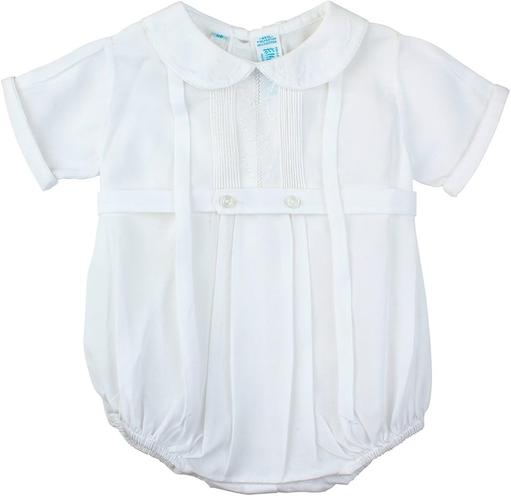 Feltman Brothers Boys White Baptism Romper Outfit with Collar | Amazon (US)