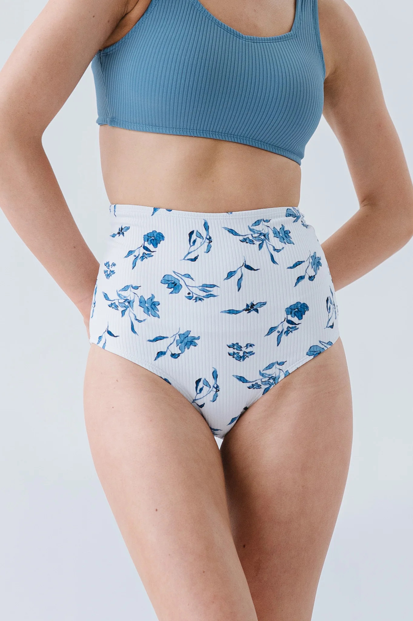 Wave Bottom | Ocean Blue Floral Medium | Coral Reef Swim