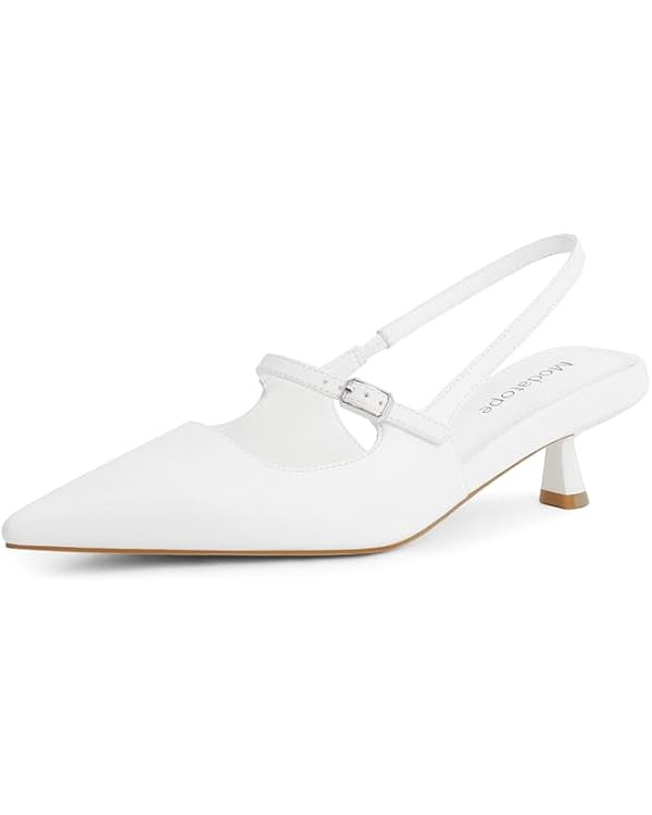 Modatope Kitten Heels Closed Toe Pointed Toe Slingback Heels Women Pumps Wedding Dress Shoes | Amazon (US)