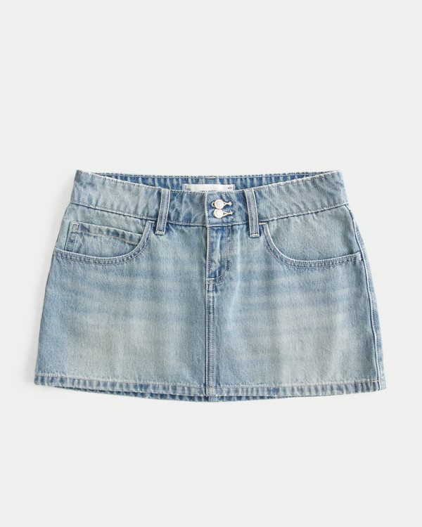 Low-Rise Denim Mini Skort | Hollister (US)