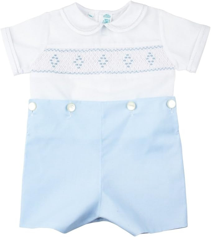 Feltman Brothers Blue White Smocked Bobbie Suit Boys Christening Outfit | Amazon (US)