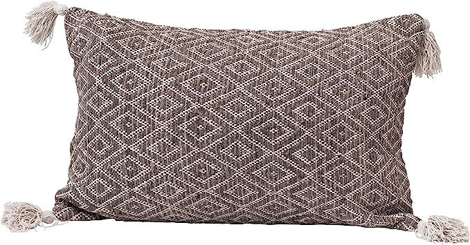 Creative Co-Op Cotton Woven Lumbar Diamond Pattern & Tassels, Black, Cream & Tan Color Pillow | Amazon (US)