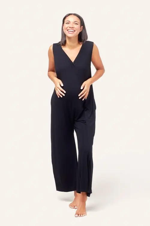 Nom Maternity Everyday Maternity & Nursing Jumpsuit in Black at Nordstrom, Size X-Large | Nordstrom