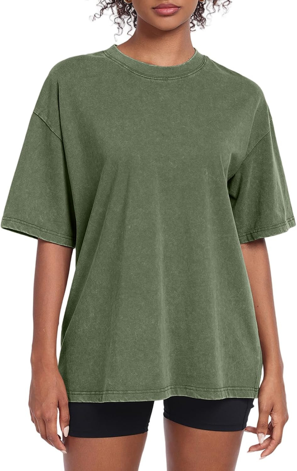Womens Washed Vintage Oversized T-Shirt Baggy Workout Tops Short Sleeve Cotton Tshirts Streetwear Boyfriend Tee | Amazon (US)