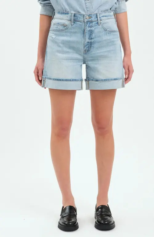 DAZE Easy Rider High Waist Relaxed Denim Shorts in Dew Drop at Nordstrom, Size 24 | Nordstrom
