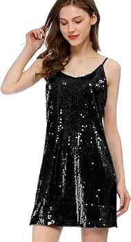 Women's Glitter Sparkle Adjustable Strap Mini Party Sequin Dress | Amazon (US)