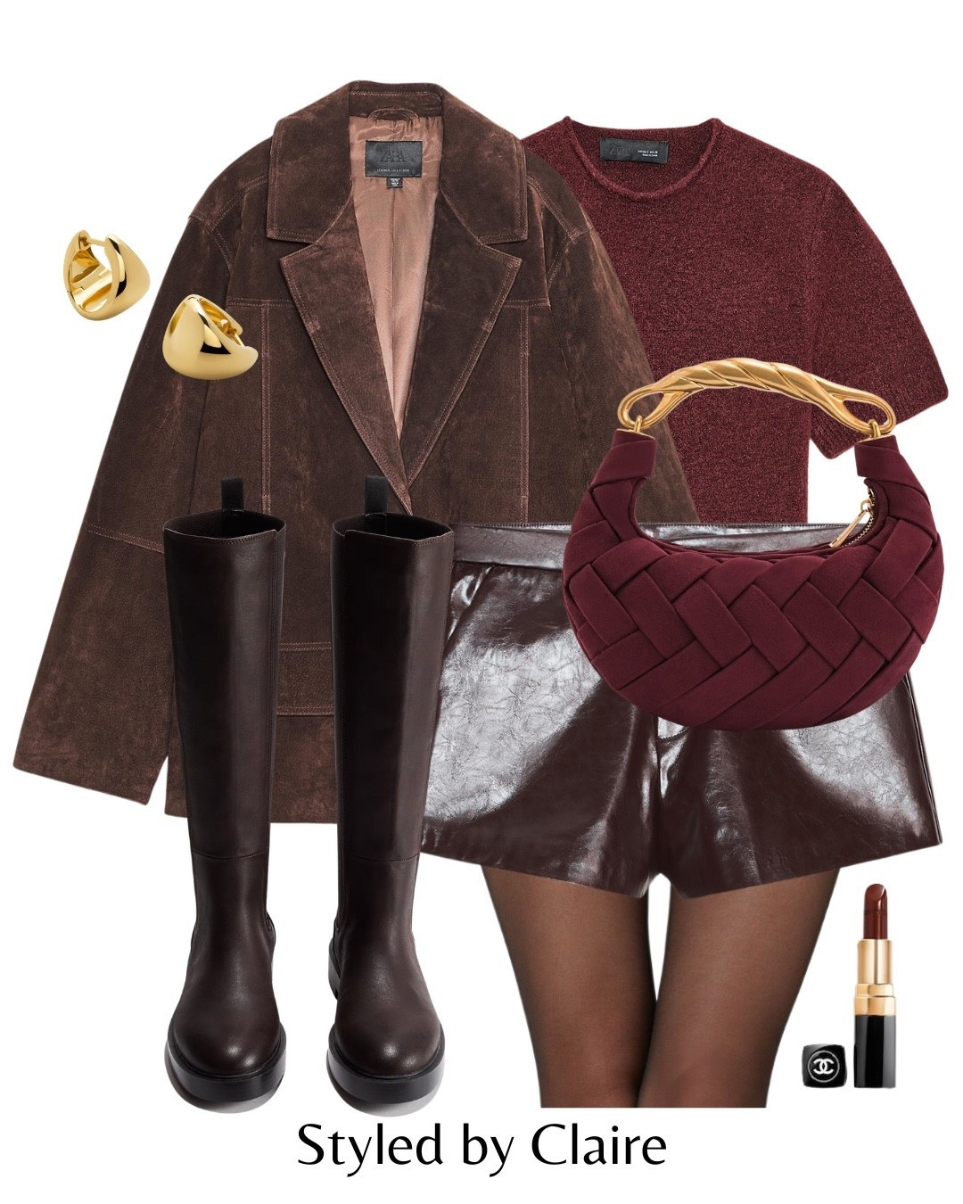 Burgundy & Brown🍒
Tags: suede oversized blazer knee high boots faux leather shorts knit top short sleeve woven bag fashion autumn transitional inspo outfit ideas city break chic women’s style capsule wardrobe brunch Zara H&M 

#LTKstyletip #LTKautumn #LTKshoes