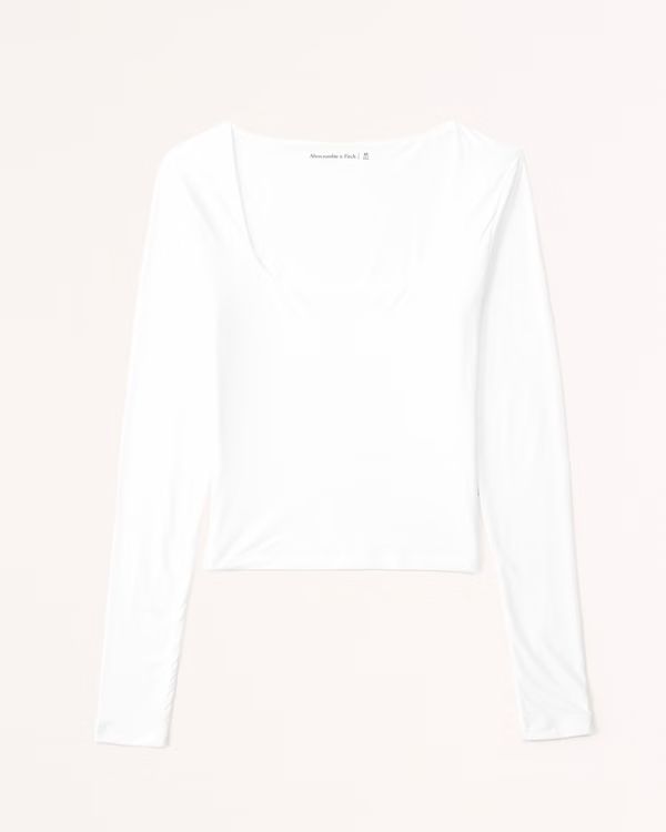 Soft Matte Seamless Long-Sleeve Squareneck Top | Abercrombie & Fitch (US)