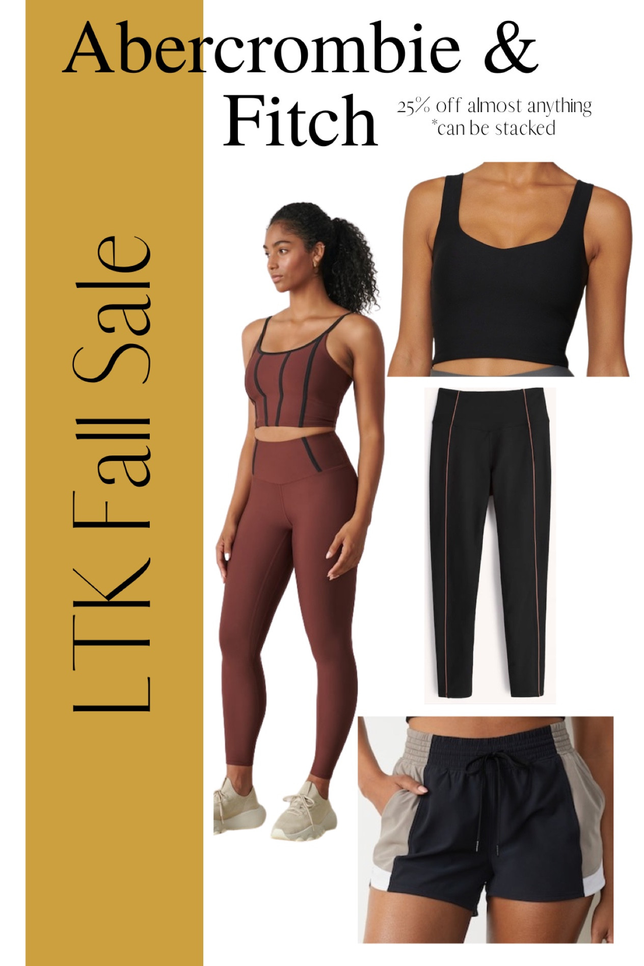 Abercrombie is 25% off almost anything AND can be stacked with other codes for the LTK Sale!! Today-Sept 20, exclusively in the LTK app.

Abercrombie & Fitch, A&F, womens, athletic, athletic wear, fitness, fitness gear, workout clothes, lounge leggings, sports bra, daily living

#LTKfit #LTKSale #LTKcurves