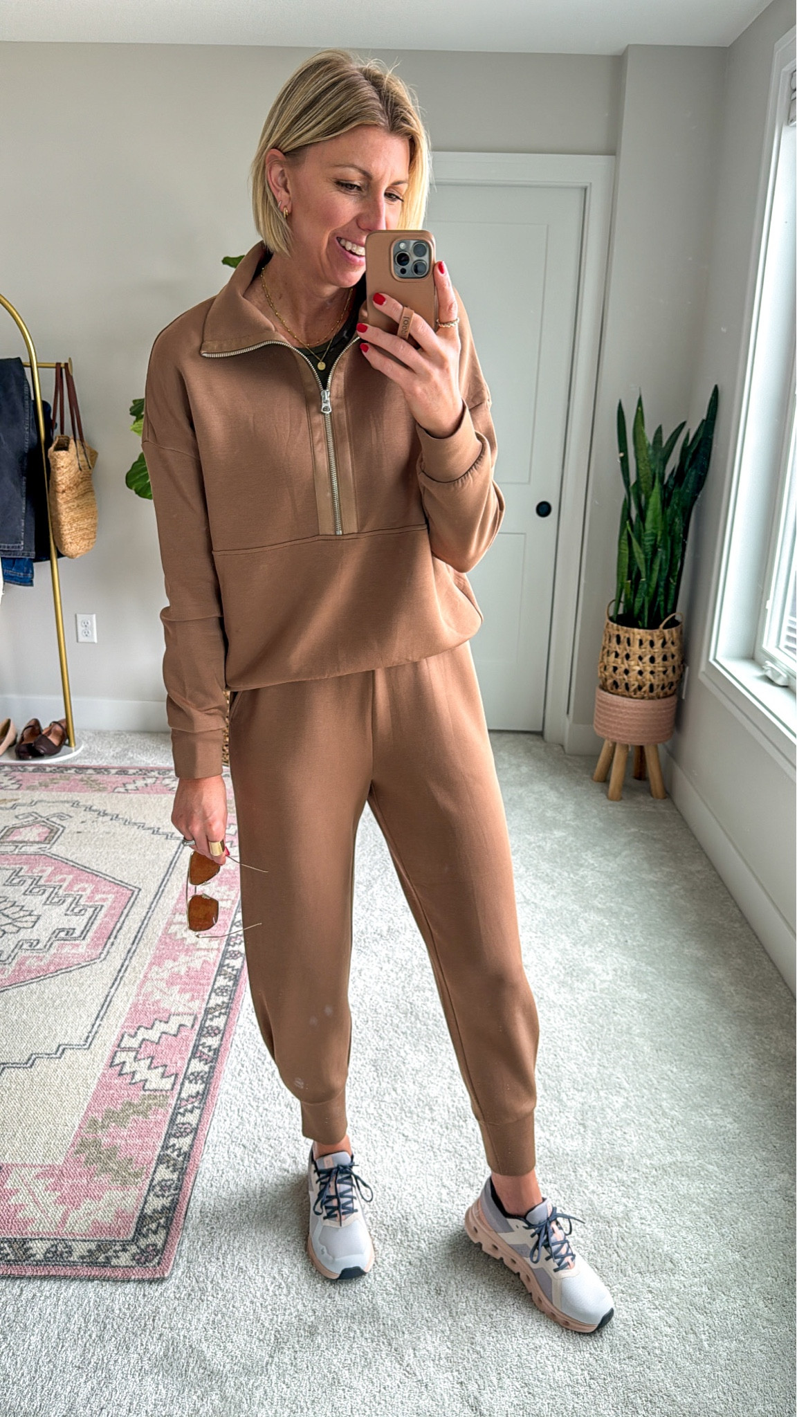 Comfy chic matching set for an easy weekend look, travel day or day of errands! 
It’s super soft & looks refined 👏🏻

I’m wearing my tts small in both the top and bottoms


#LTKfitness #LTKtravel #LTKover40