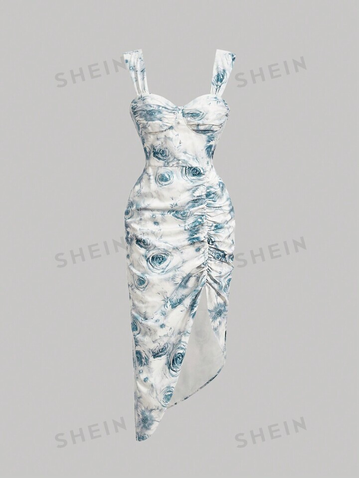 SHEIN MOD Women'S Wide Strap Floral Printed Dress | SHEIN