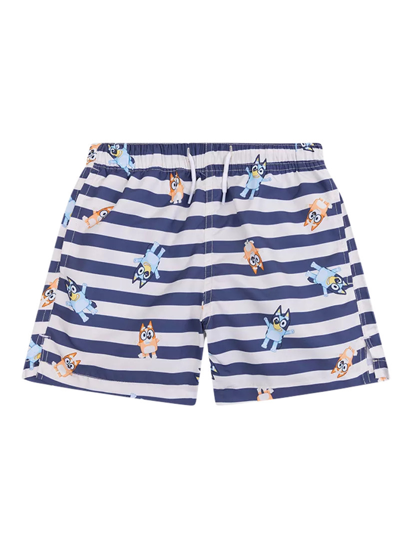 Swim Essentials Kids' Bluey Print Swim Shorts, Black Striped | John Lewis (UK)