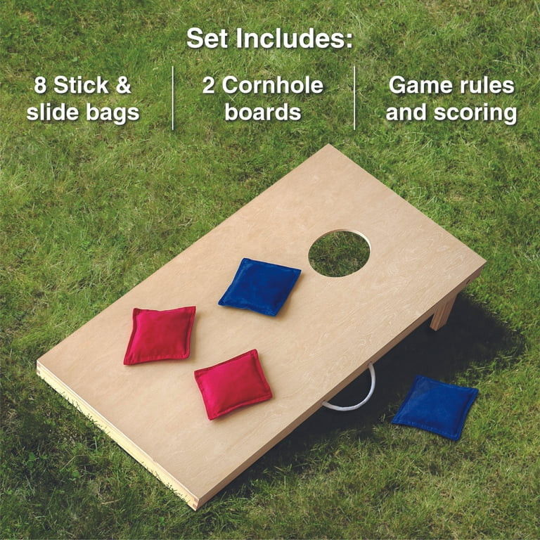 Cornhole Wooden, Stick & Slide, 10 Pieces, 2 Boards, 8 Bean Bags, Family Games, Ages 3+ by MinnAR... | Walmart (US)