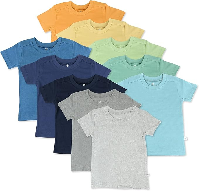 HonestBaby 10-Pack Short Sleeve T-shirts 100% Organic Cotton Baby, Toddler, Little Kids, Boys, Gi... | Amazon (US)