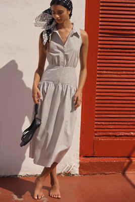 The Tobie Drop-Waist Midi Shirt Dress by Exquise | Anthropologie (US)