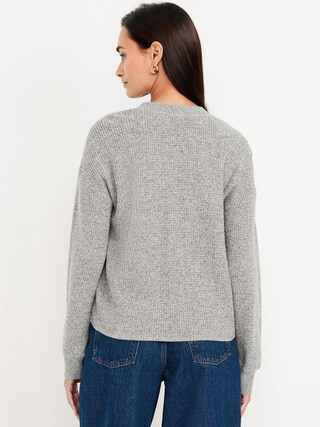 Oversized Cozy Waffle Henley Top | Old Navy (US)