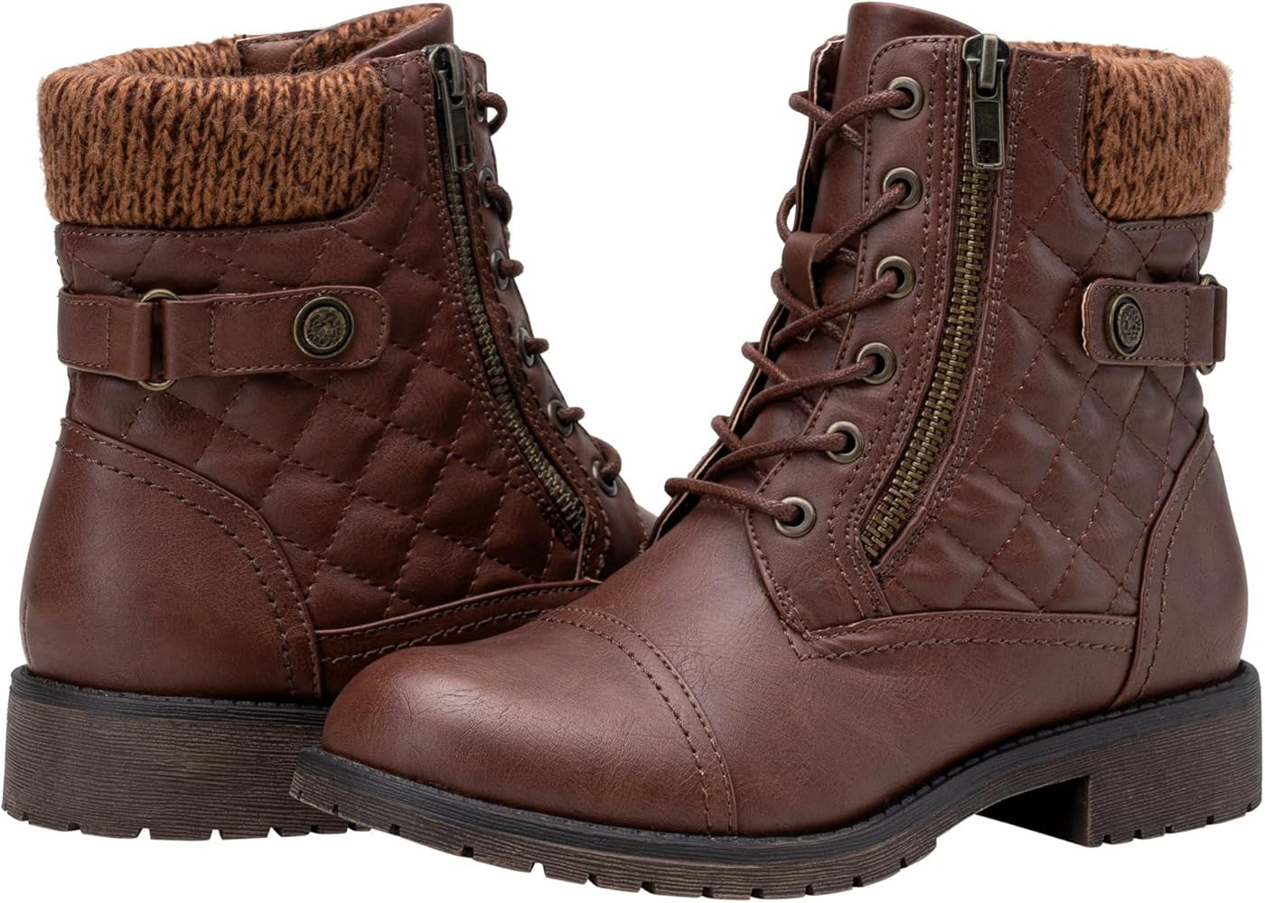 Vepose Women's Combat Ankle Boots, Lace up Comfortable Booties Low Heel | Amazon (US)