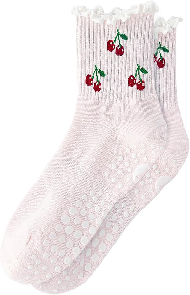 Pilates Grip Socks for Women Yoga Grippy Socks Cute Barre Non Skid Athletic Crew Sticky Sock Work... | Amazon (CA)