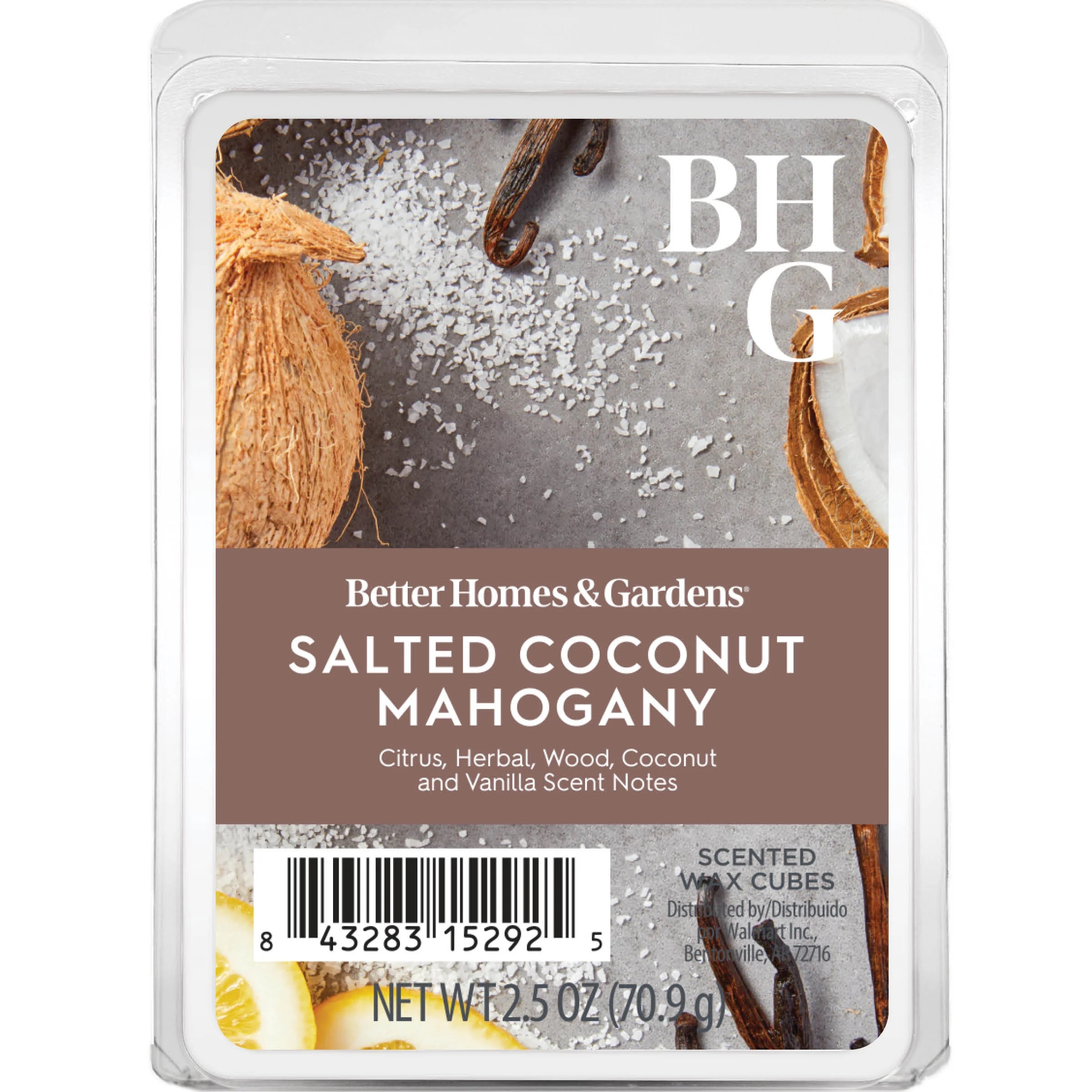 Salted Coconut & Mahogany Scented Wax Melts, Better Homes & Gardens, 2.5 oz | Walmart (US)