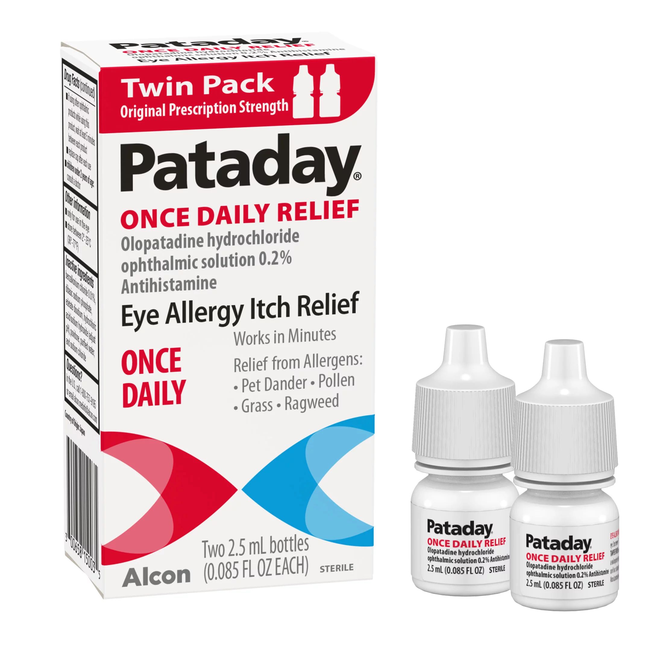 Pataday Once Daily Eye Care Allergy Relief Eye Drops, Twin Pack - Walmart.com | Walmart (US)