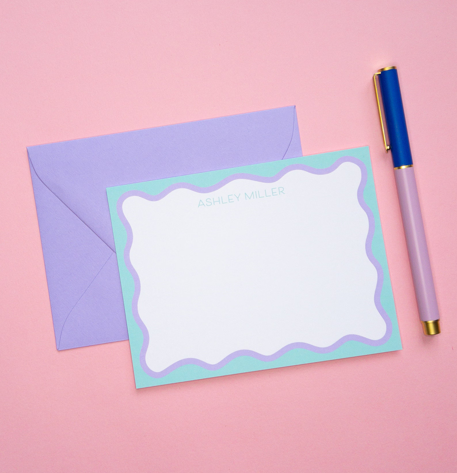 Wavy Line With Border Stationery Personalized Stationery - Etsy | Etsy (US)