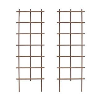 Outdoor Essentials Homestead 72 in. Walnut‐Tone Grid Ladder Trellis (2‐Pack) 490388 - The Hom... | The Home Depot
