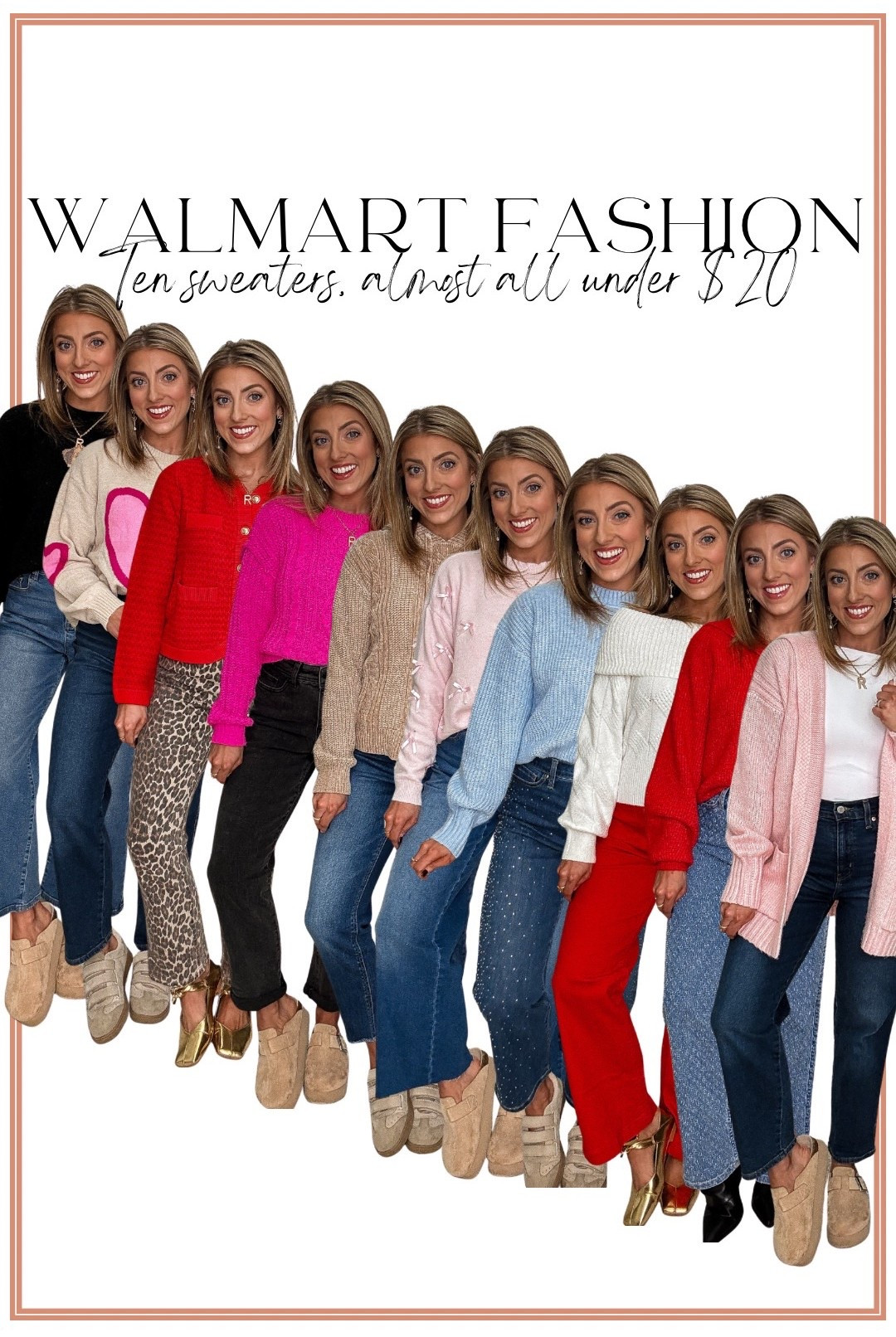 Walmart sweaters that seriously don’t miss 🤍

Sharing 10 Walmart sweaters that are all SO good — cozy, cute, and easy to style for everyday wear, work, weekends, and everything in between. The best part? 9 of them are under $20 and one is just $22 🙌

From classic knits to fun pops of color, these affordable Walmart sweaters look way more expensive than they are. Perfect for layering with jeans, trousers, skirts, or styled casually for school drop-off, errands, or coffee runs. If you love budget-friendly fashion that still feels elevated, this lineup is for you.

✨ soft & comfortable
✨ great everyday basics + statement sweaters
✨ easy to dress up or down
✨ Walmart fashion finds you’ll wear on repeat

Everything is linked and ready to shop in LTK 🛒

#WalmartFashion #WalmartStyle #WalmartFinds #AffordableFashion #BudgetFriendlyStyle #Under20Finds #WalmartSweaters #EverydayStyle #CasualChic #FallFashion #WinterStyle #LTKFinds #LTKUnder20 #MomStyle #AffordableOutfits