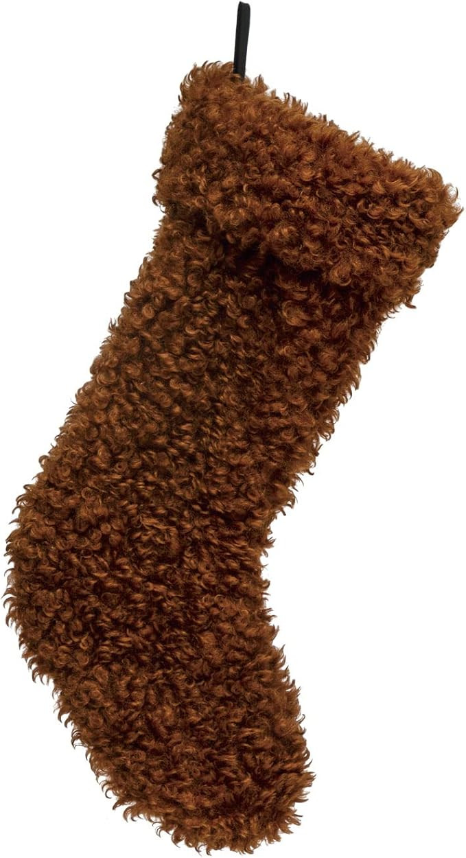 Creative Co-Op Sherpa Fabric Stocking, Brown | Amazon (US)