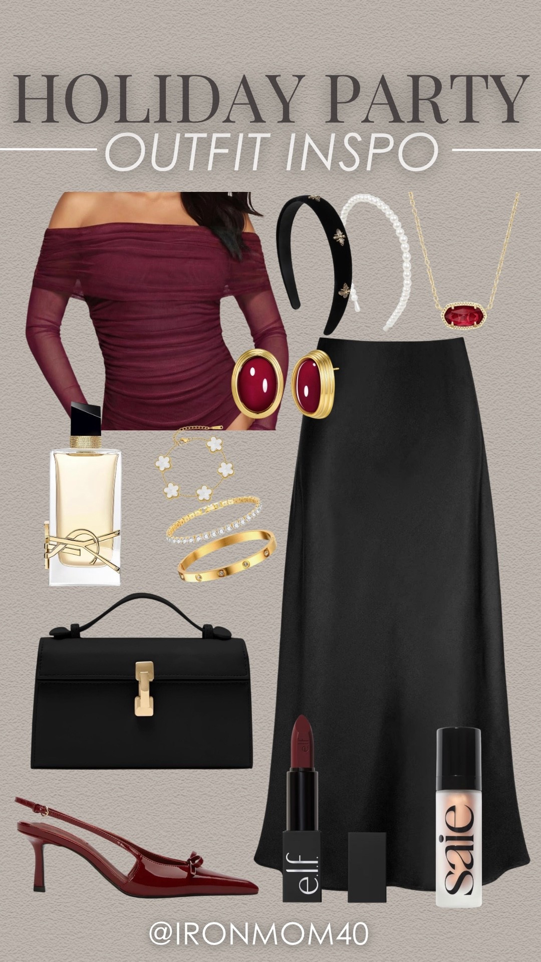 Elegant party outfit featuring a bodysuit, satin skirt, and gold statement earrings! Perfect for a work event or even date night! 

#LTKMidsize #LTKootd #LTKHoliday