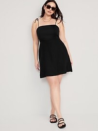 Fit & Flare Tie-Strap Linen-Blend Mini Dress for Women | Old Navy (CA)