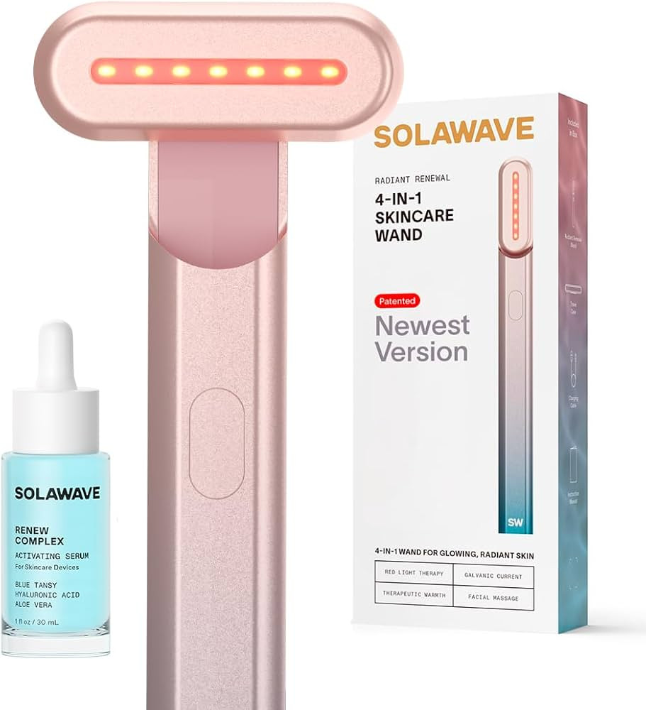 Solawave 4-in-1 Radiant Renewal Wand and Serum Bundle, Face Skincare Wand with Facial Massager, F... | Amazon (US)