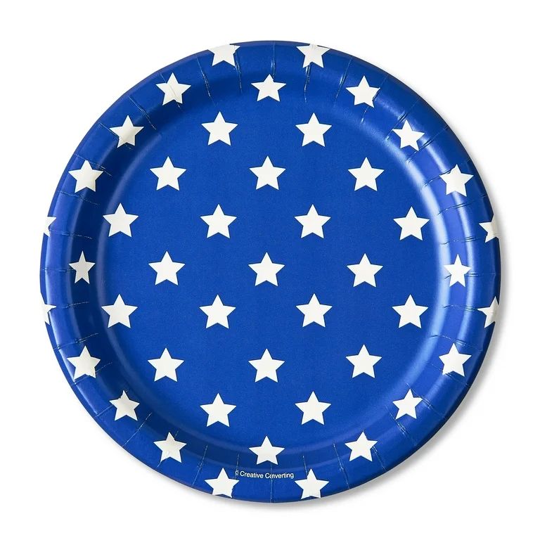 Patriotic Blue and White Stars Paper Lunch Plates, 8 Count, by Way To Celebrate | Walmart (US)