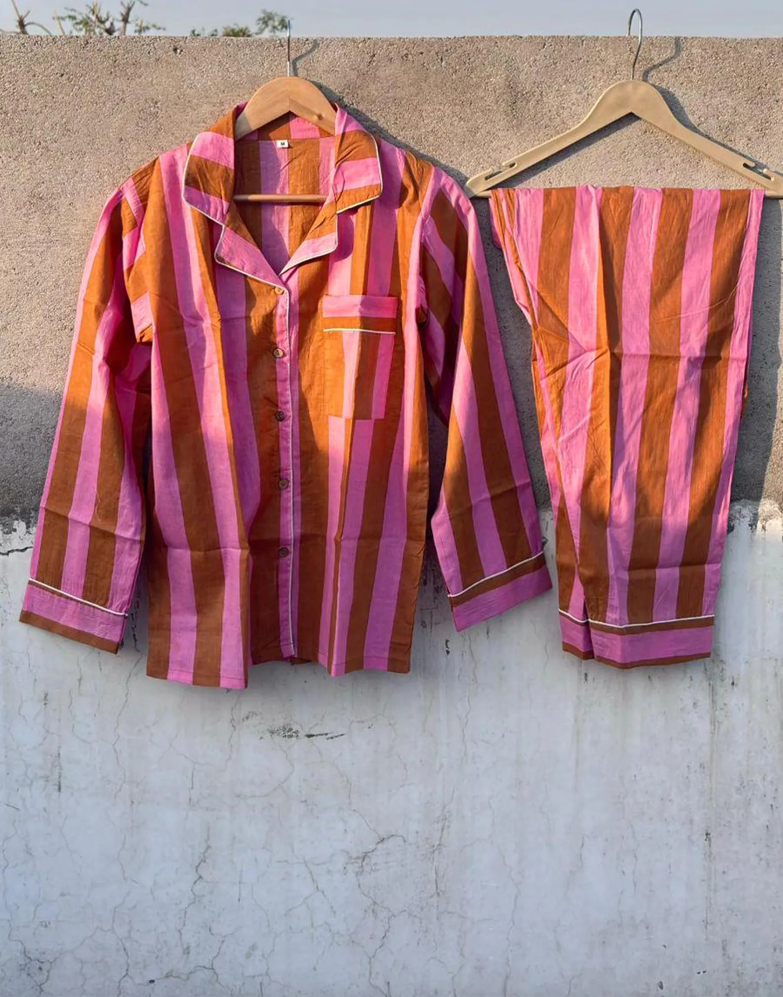 Indian Handmade 100% Cotton Pajama Set Night Wear, Soft Cotton Night Suit-pure Cotton Pj's,stripe... | Etsy (US)