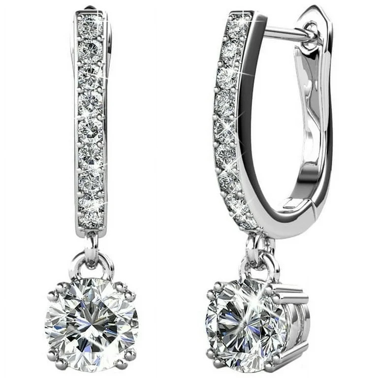 Cate & Chloe McKenzie 18k White Gold Plated Drop Dangle Earrings with Swarovski Crystals for Wome... | Walmart (US)