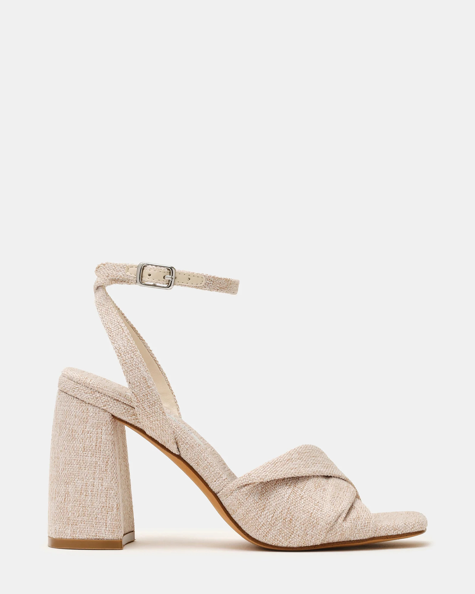 MANDY Natural Linen Square-Toe Women's Block Heel | Steve Madden (US)